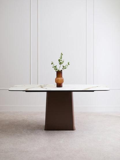 Aurora White Ceramic Marble Effect Rectangular Dining Table