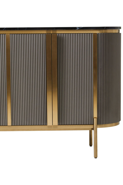 Ingleton Grey Four Door Sideboard with Black Marble Top