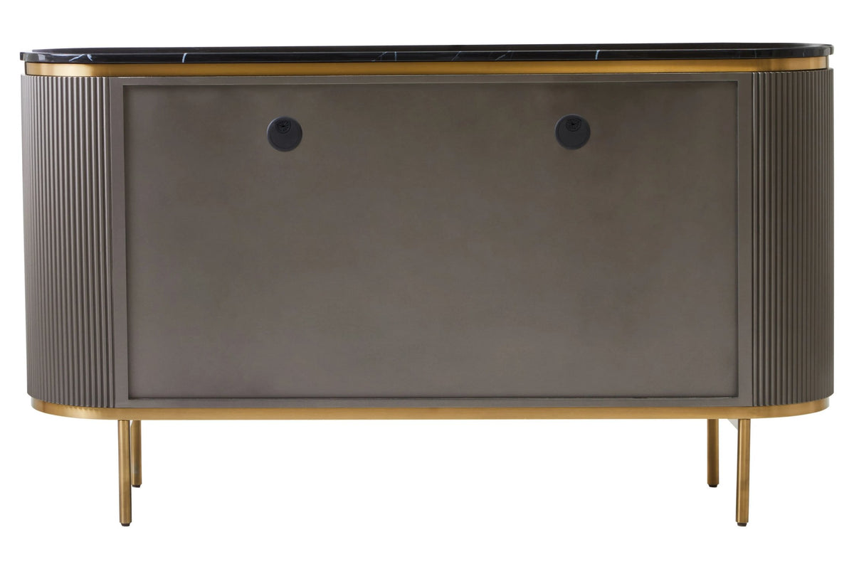 Ingleton Grey Four Door Sideboard with Black Marble Top