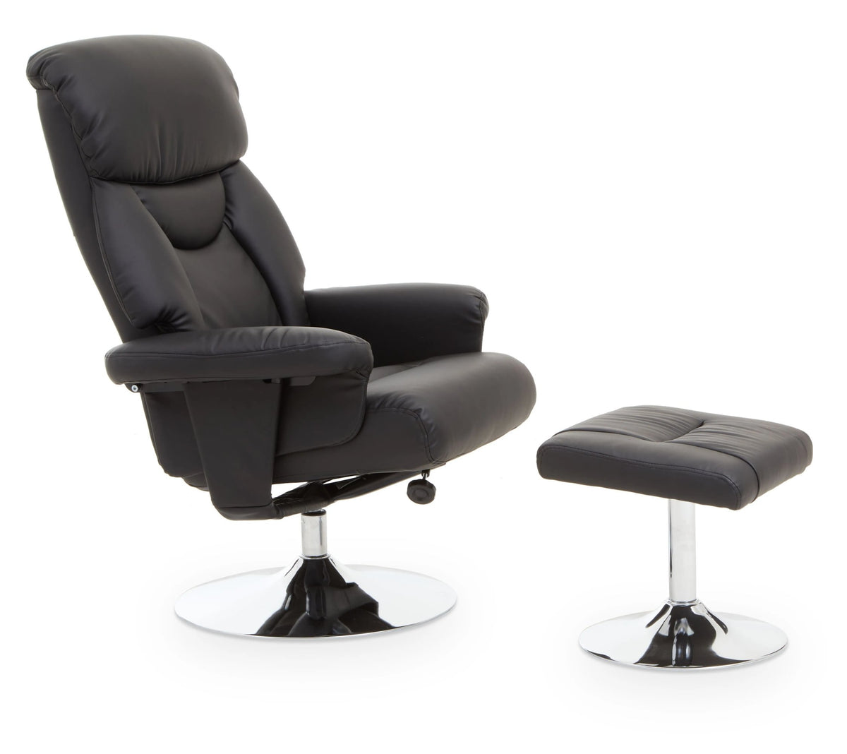 Nantwich Leather Effect Reclining Chair and Footstool #colour_black