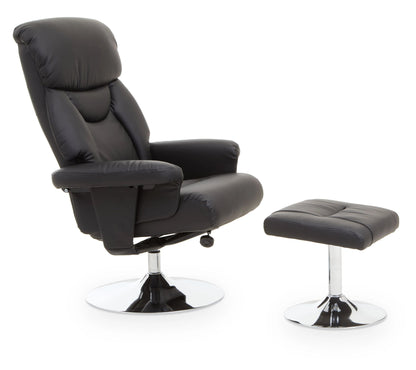 Nantwich Leather Effect Reclining Chair and Footstool 