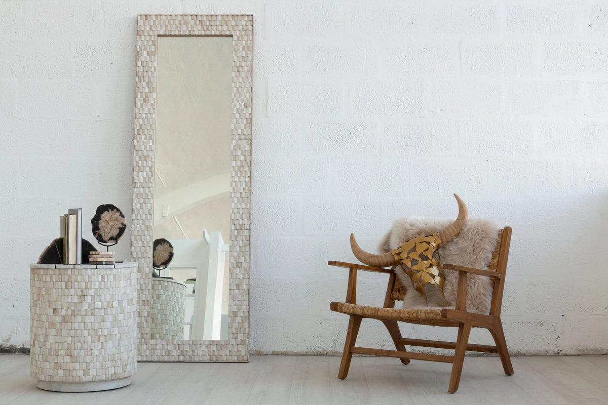 Rosedale White Wash Mosaic Full Length Wall Mirror