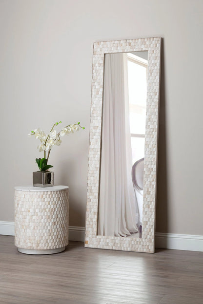 Rosedale White Wash Mosaic Full Length Wall Mirror