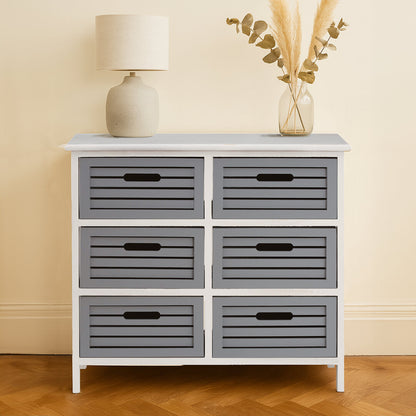 Chelsea 6 Grey Drawers Unit