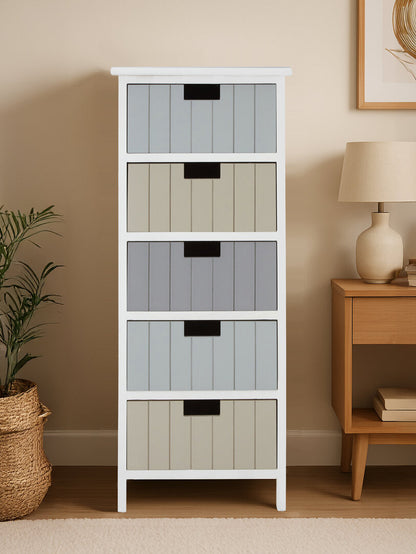 Belgravia England White 5 Drawers Chest