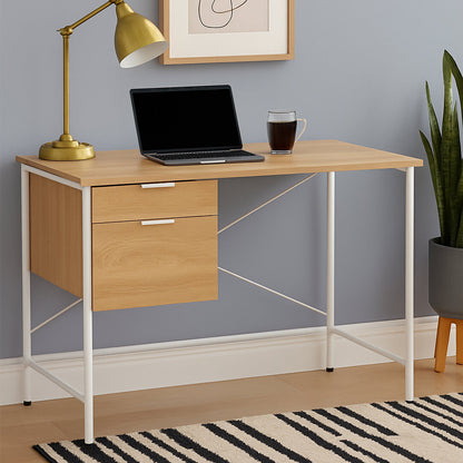 Penzance Natural Oak Veneer Desk With Drawers