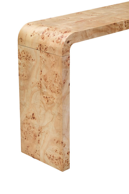 Stirling Burl Wood Design Curved Console Table