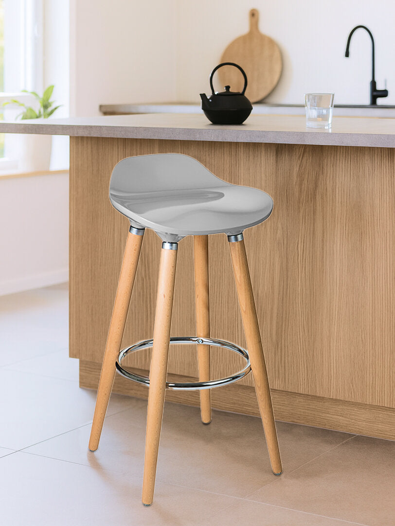 Richmond Taupe Abs And Beech Wood Bar Stool