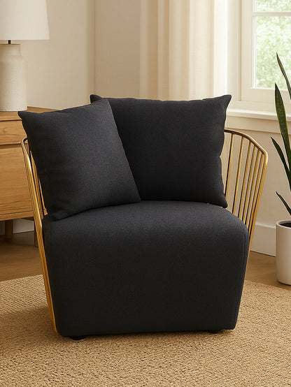 Devon Black Fabric and Metal Chair
