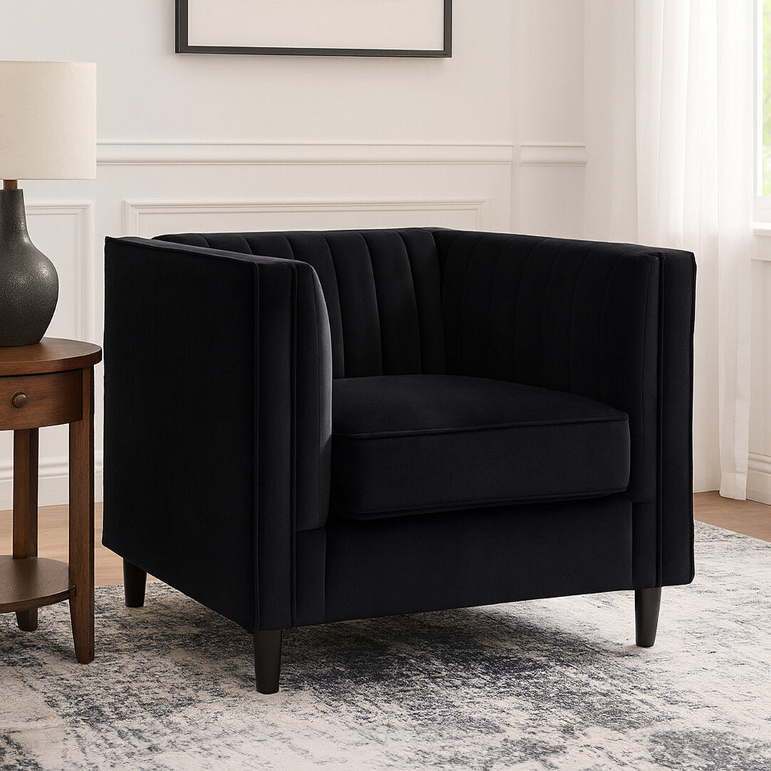 Hudson Black Velvet Chair