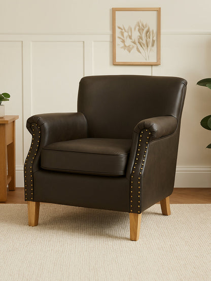 Valencia Brown Leather Effect Armchair