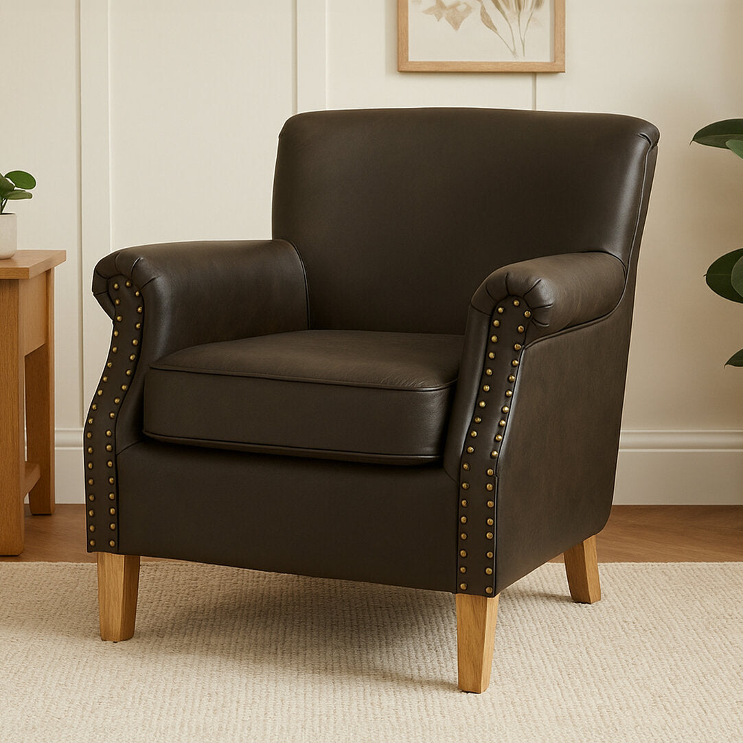 Valencia Brown Leather Effect Armchair