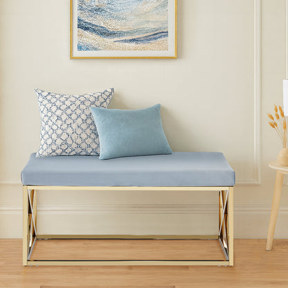 Aurora Powder Blue Velvet And Gold Bench