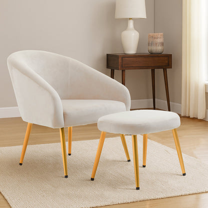 Hudson Beige Chair And Footstool