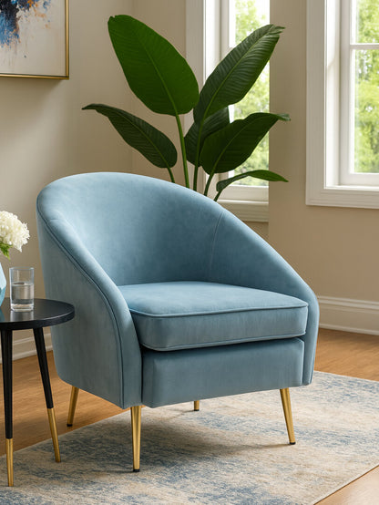 Hudson Aqua Blue Velvet Armchair