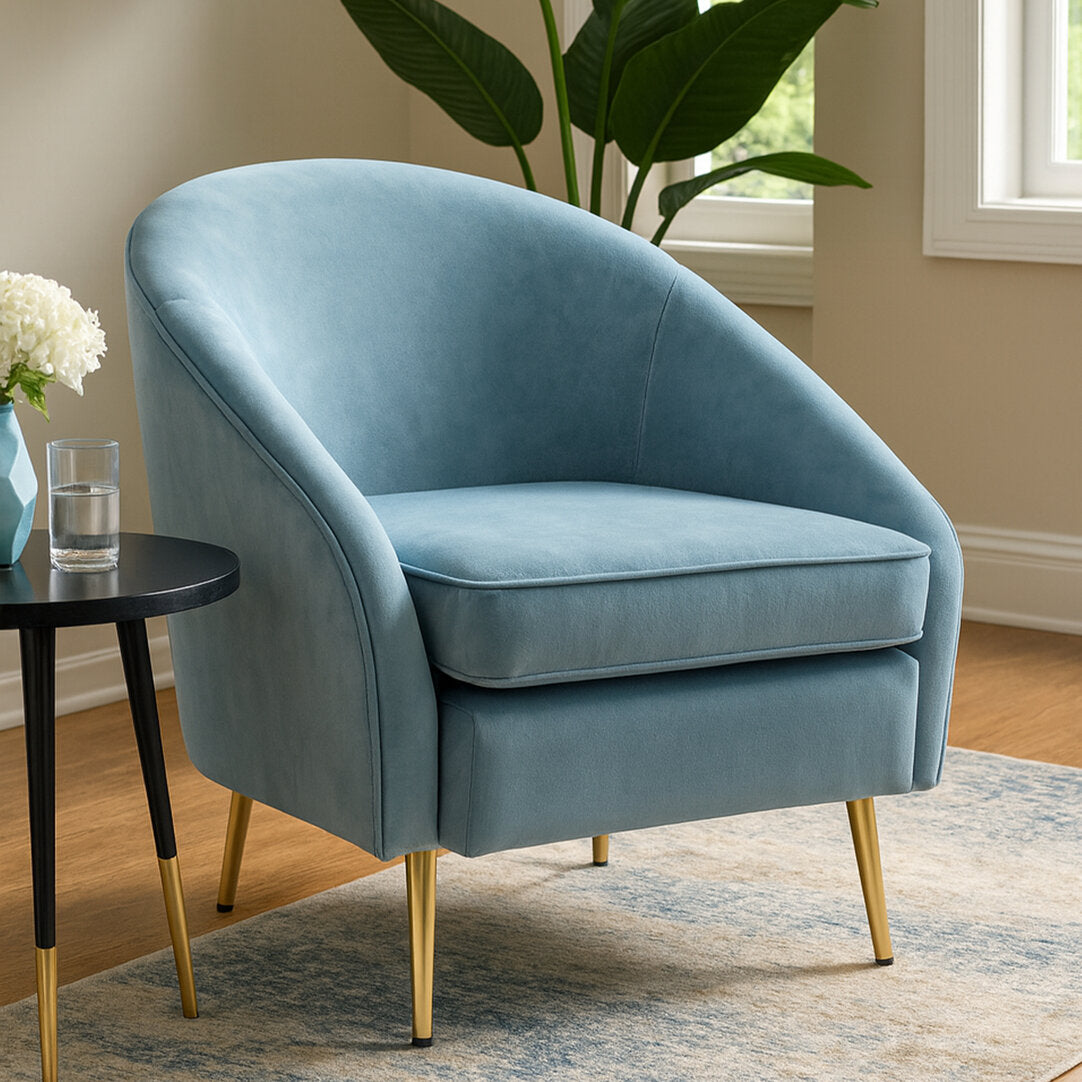Hudson Aqua Blue Velvet Armchair