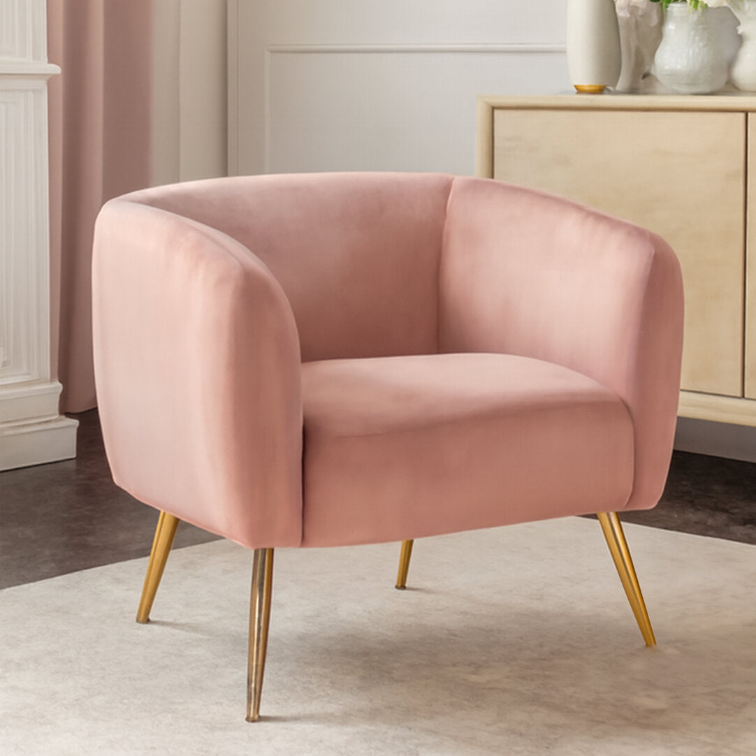 Hudson Pink Velvet Armchair