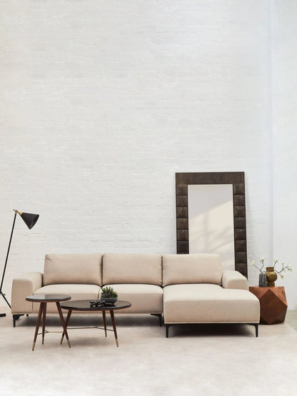 Hudson Grey Marble and Walnut Wood Round Coffee Table