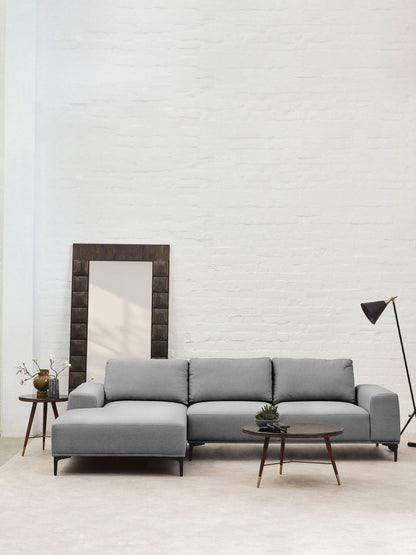 Hudson Grey Marble and Walnut Wood Round Coffee Table