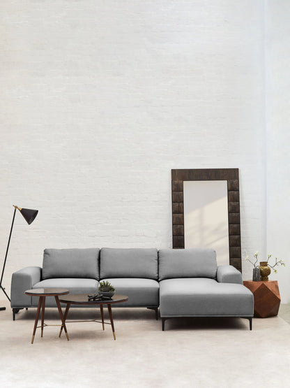 Hudson Grey Marble and Walnut Wood Round Coffee Table
