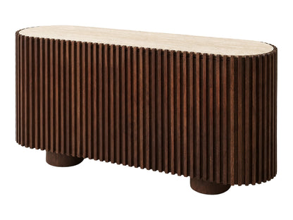 Prestbury Travertine and Mango Wood 2 Door Curved Sideboard