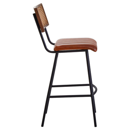 Verona Tan Leather and Rattan Bar Chair
