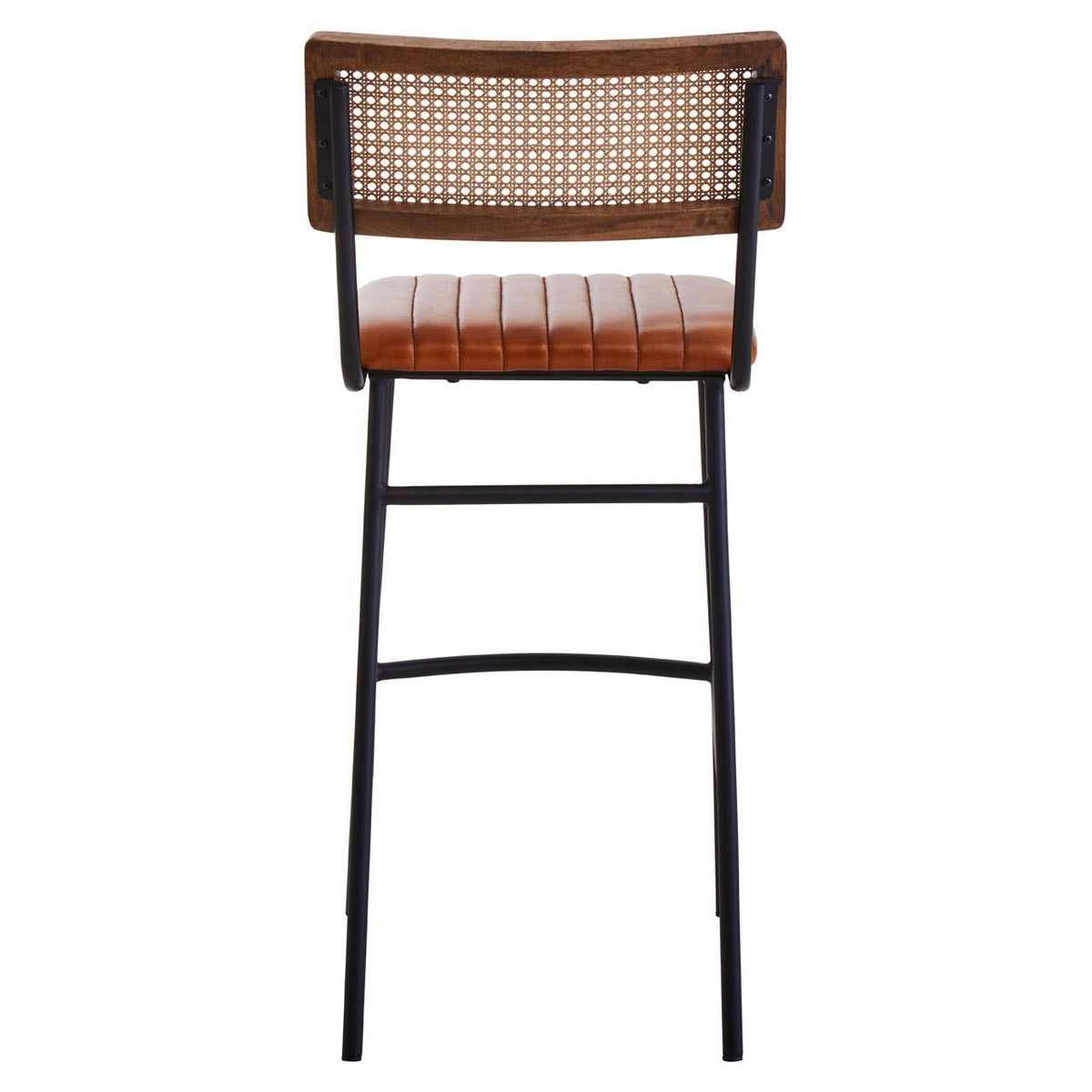 Verona Tan Leather and Rattan Bar Chair