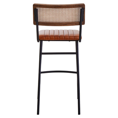 Verona Tan Leather and Rattan Bar Chair