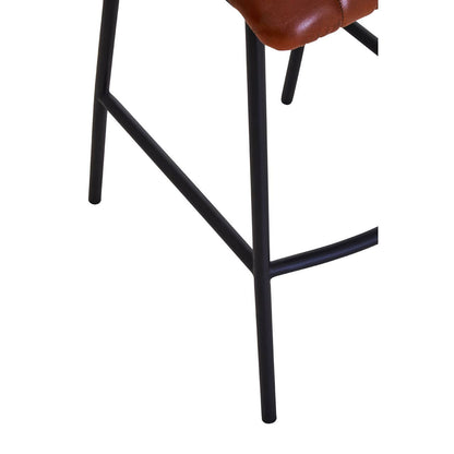 Verona Tan Leather and Rattan Bar Chair