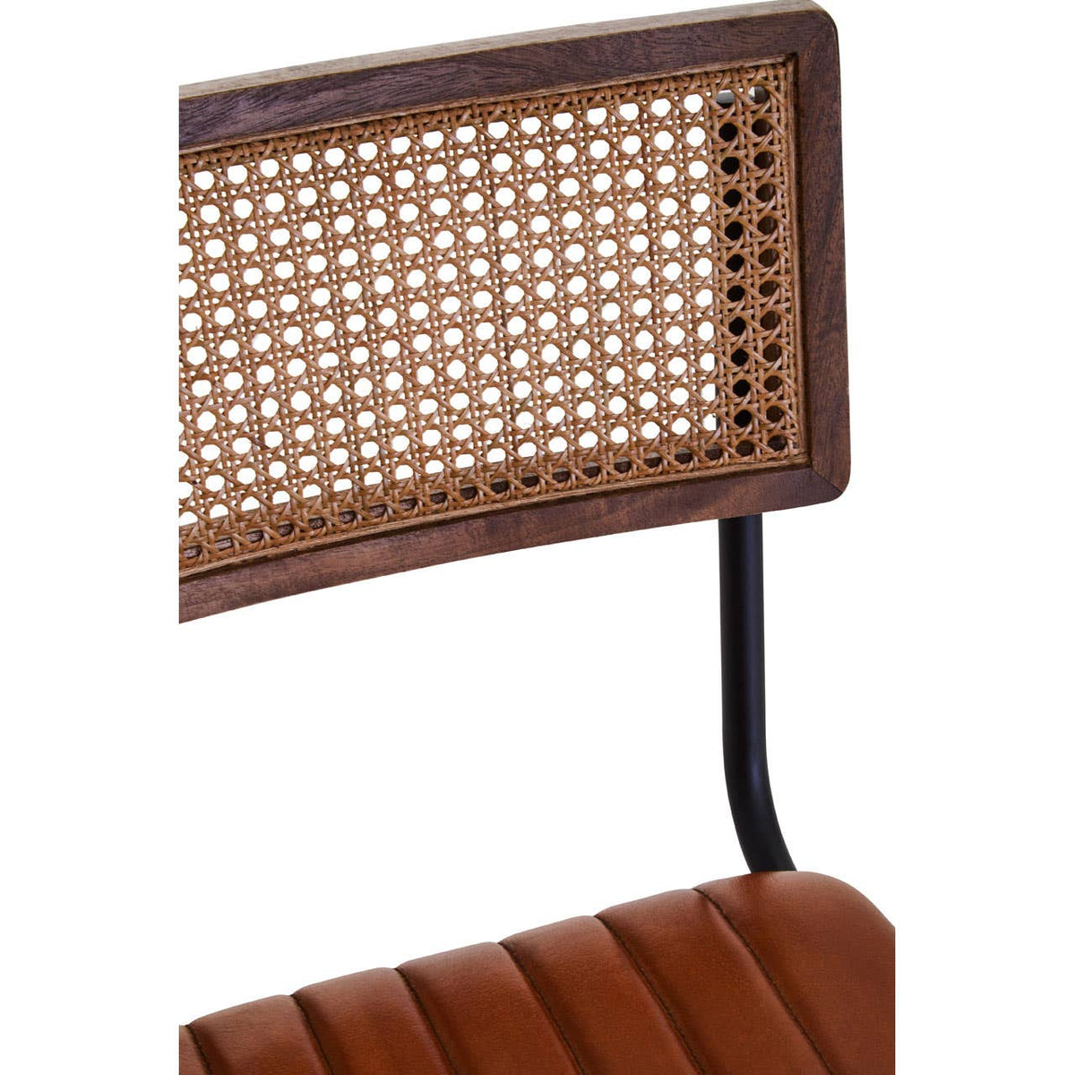 Verona Tan Leather and Rattan Bar Chair
