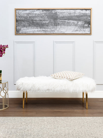 Sorrento Fur Effect Bench with Gold Legs
