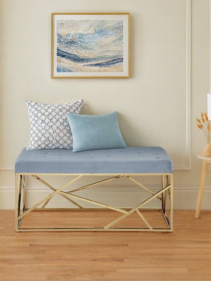 Aurora Gold And Powder Blue Velvet Bench