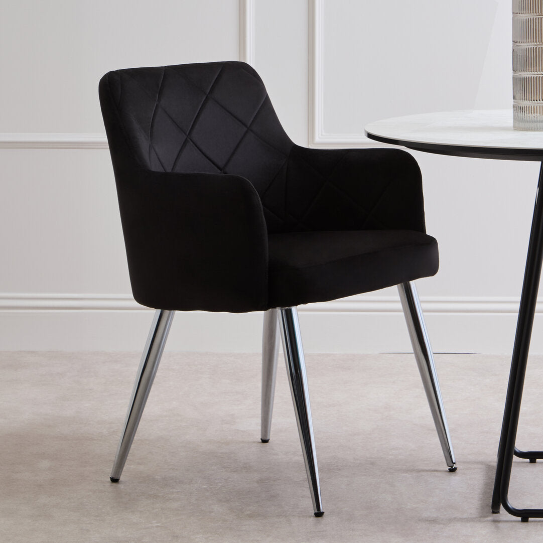 Devon Black Velvet Splayed Dining Chair