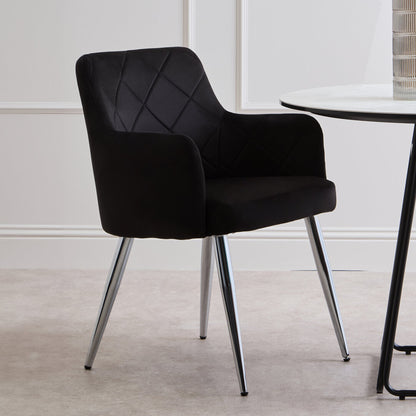 Devon Black Velvet Splayed Dining Chair