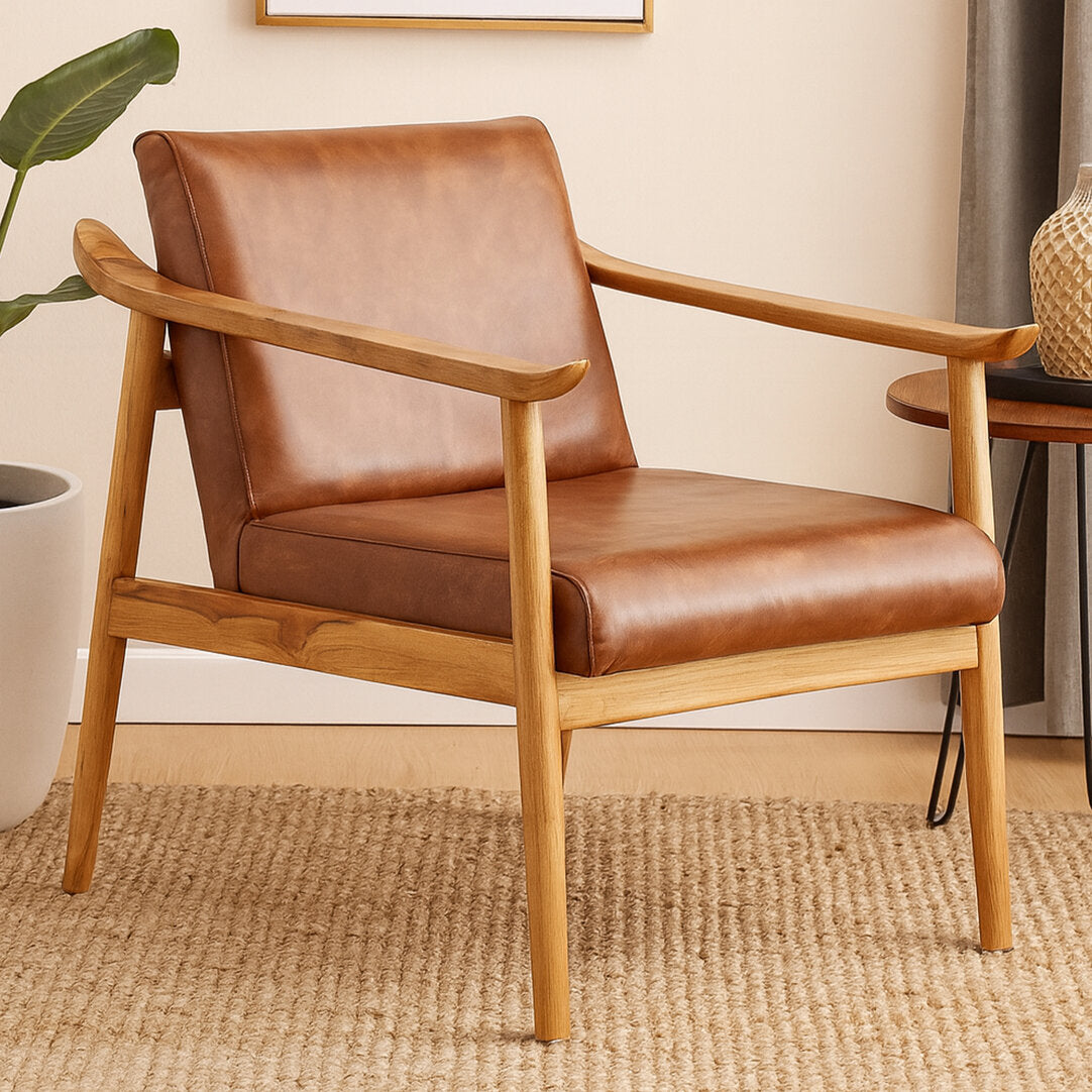 Seville Chair With Brown Plain Leather