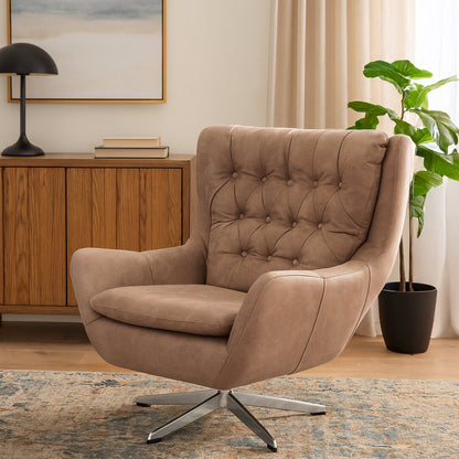 Portofino Brown Leather Effect Swivel Chair
