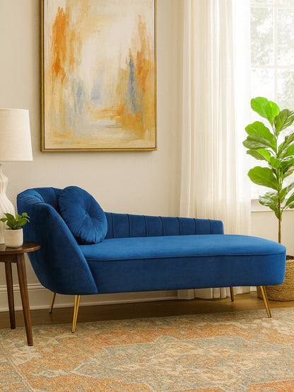 Carlton Midnight Blue Velvet Left Arm Chaise Longue