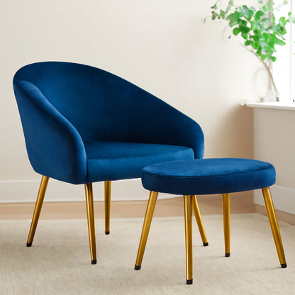 Hudson Midnight Blue Chair And Footstool