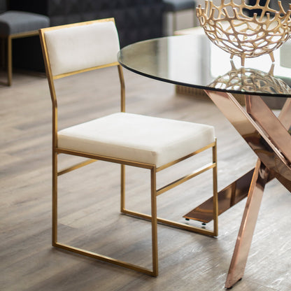 Turin Milky White Velvet Dining Chair