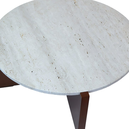 Siena Travertine Top Coffee Table With Acacia Wood Frame