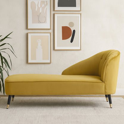 Balmoral Mustard Velvet Right Hand Chaise Longue