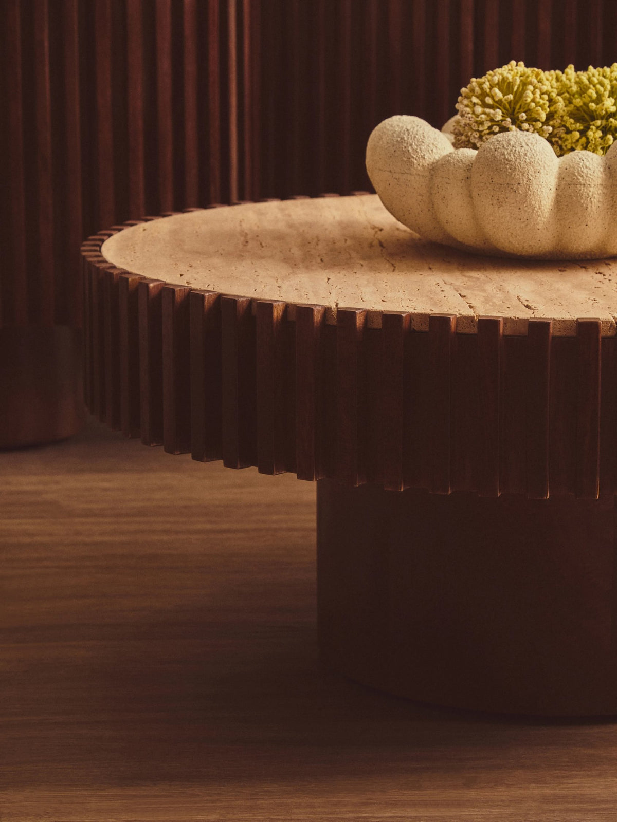 Prestbury Round Travertine and Mango Wood Coffee Table