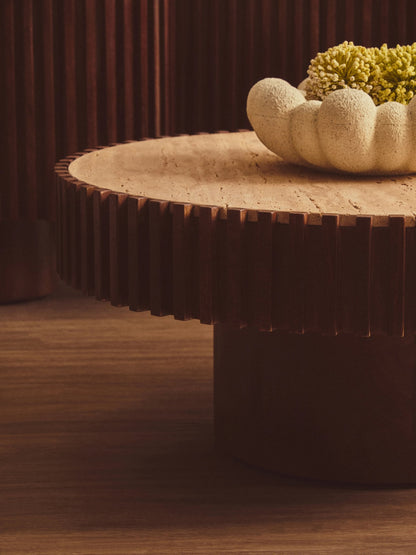Prestbury Round Travertine and Mango Wood Coffee Table