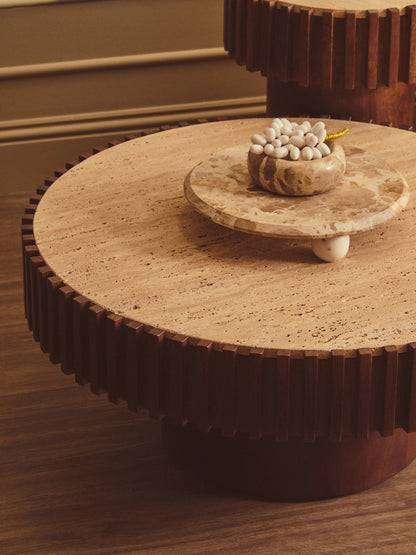 Prestbury Round Travertine and Mango Wood Coffee Table