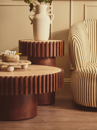 Prestbury Round Travertine and Mango Wood Coffee Table