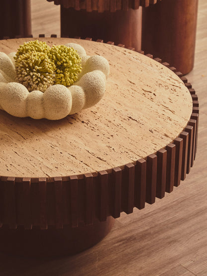 Prestbury Round Travertine and Mango Wood Coffee Table