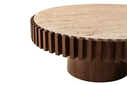 Prestbury Round Travertine and Mango Wood Coffee Table