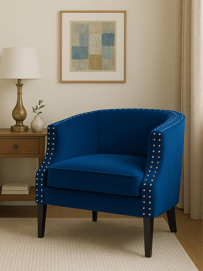 Savoy Blue Velvet Studded Chair