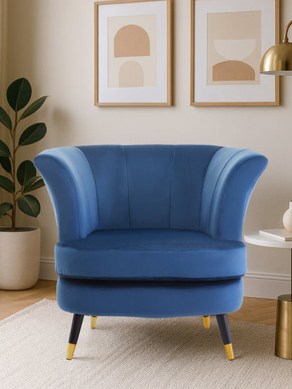 Regent Midnight Blue Velvet Curved Accent Chair
