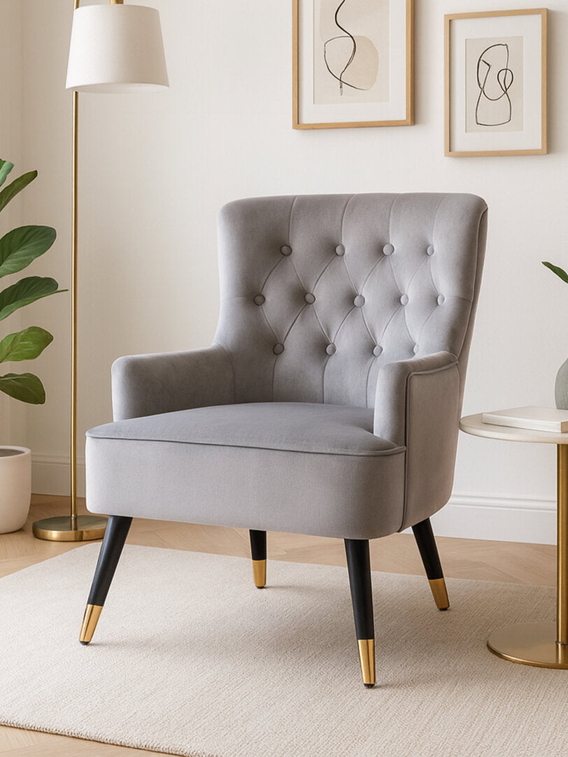 Regent Grey Velvet Tufted Chair